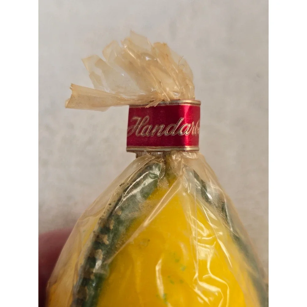 Vintage Handarbeit Floral Egg Candle Made in Western Germany Yellow Wax Decor